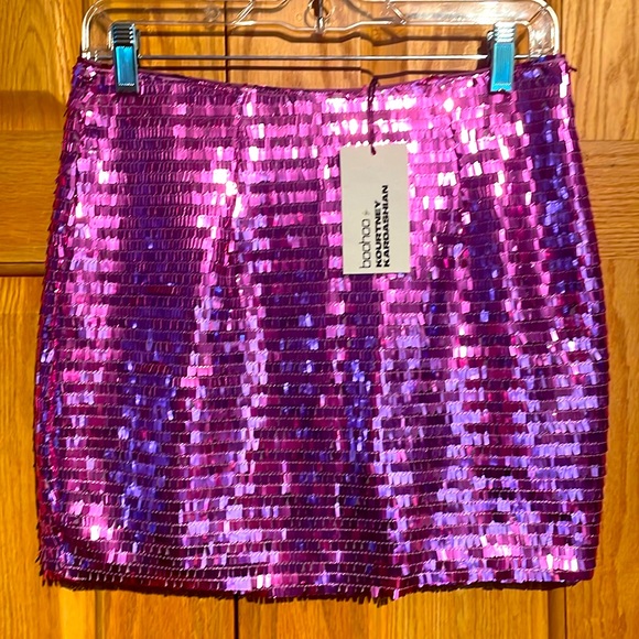 Boohoo x Kourtney Kardashian Barbie Pink Sequin Mini Skirt NWT - Picture 1 of 5